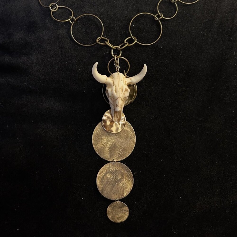 Vintage Upcycled Cow Skull Necklace